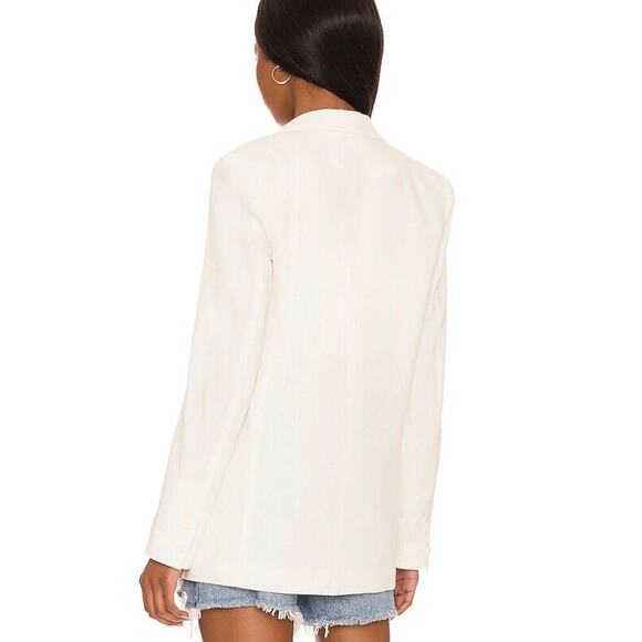 SMYTHE Single Button Linen Blend 90's Blazer in Soft White size Large - Picture 6 of 9